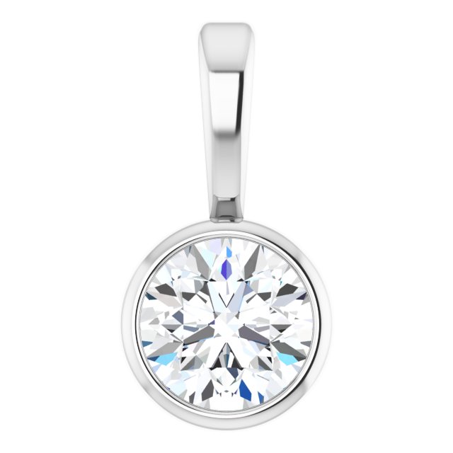 Platinum 1/6 CT Natural Diamond Bezel-Set Solitaire Pendant
