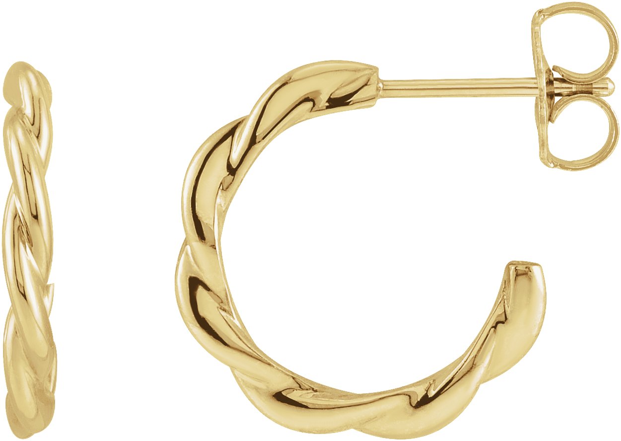 14K Yellow Twisted Hoop Earrings