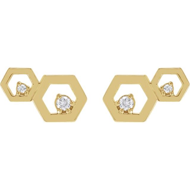 14K Yellow .08 CTW Natural Diamond Honeycomb Earrings
