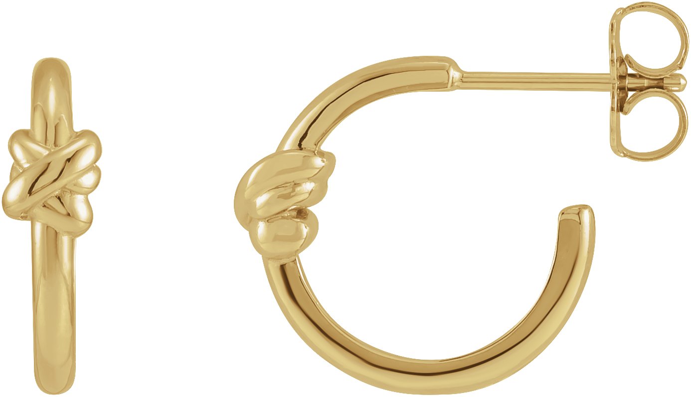 14K Yellow Knot Hoop Earrings