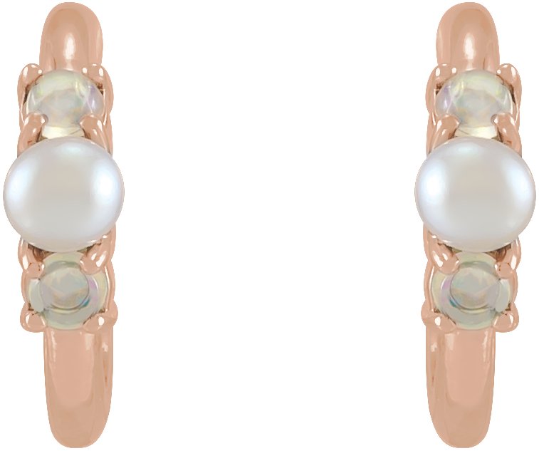 Alternative view of Pearl Huggie Earrings