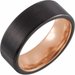 18K Rose Gold PVD & Black PVD Tungsten 8 mm Flat Edge Size 10 Band with Satin Finish