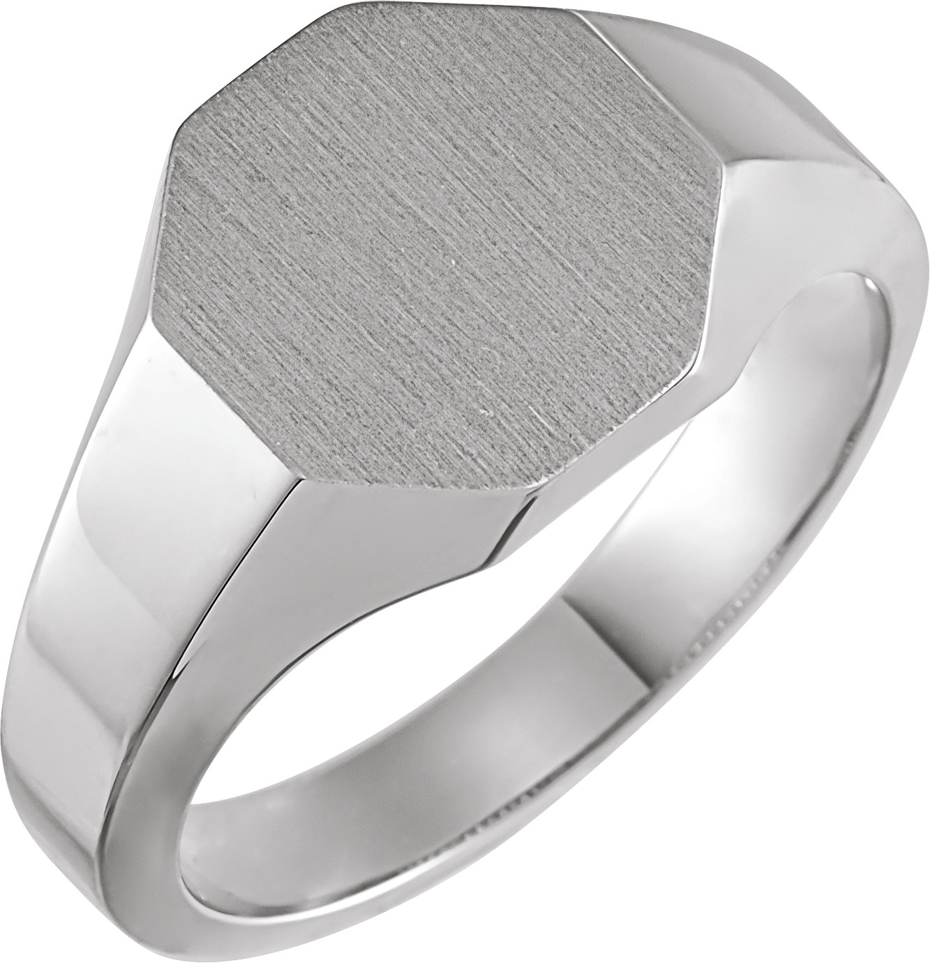 Sterling Silver 12.4x12.1 mm Octagon Signet Ring