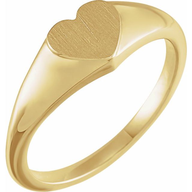 14K Yellow 6.4 mm Heart Signet Ring