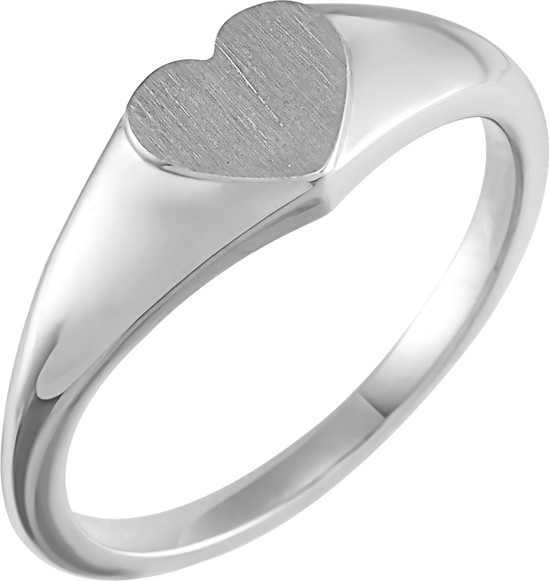 14K White 6.4 mm Heart Signet Ring