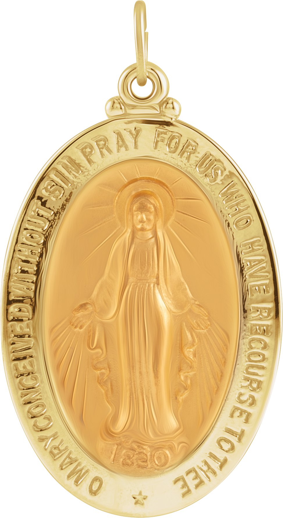 14K Yellow 29x20 mm Oval Miraculous Medal