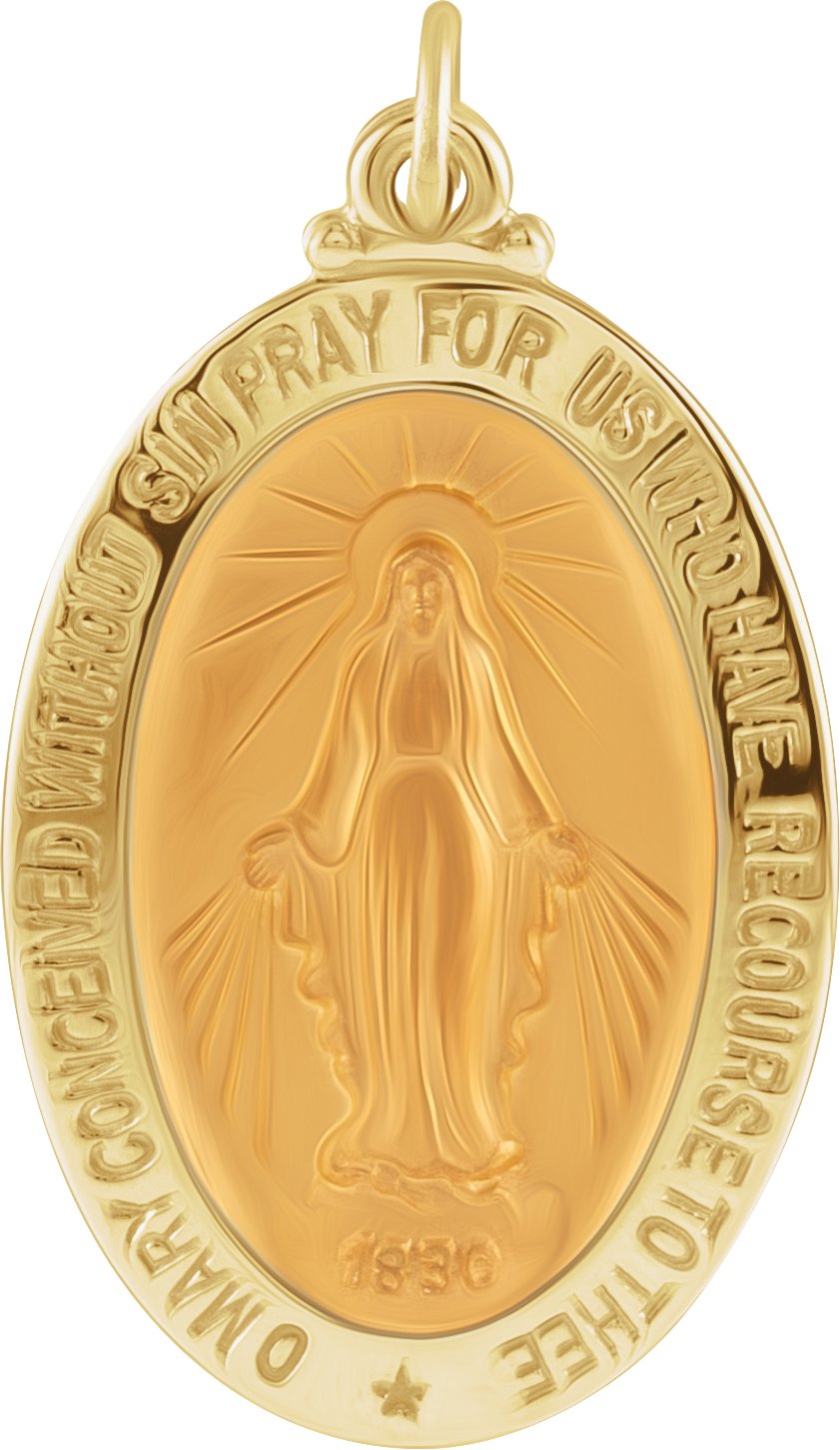 14K Yellow 26x18 mm Oval Miraculous Medal Ref 2062916