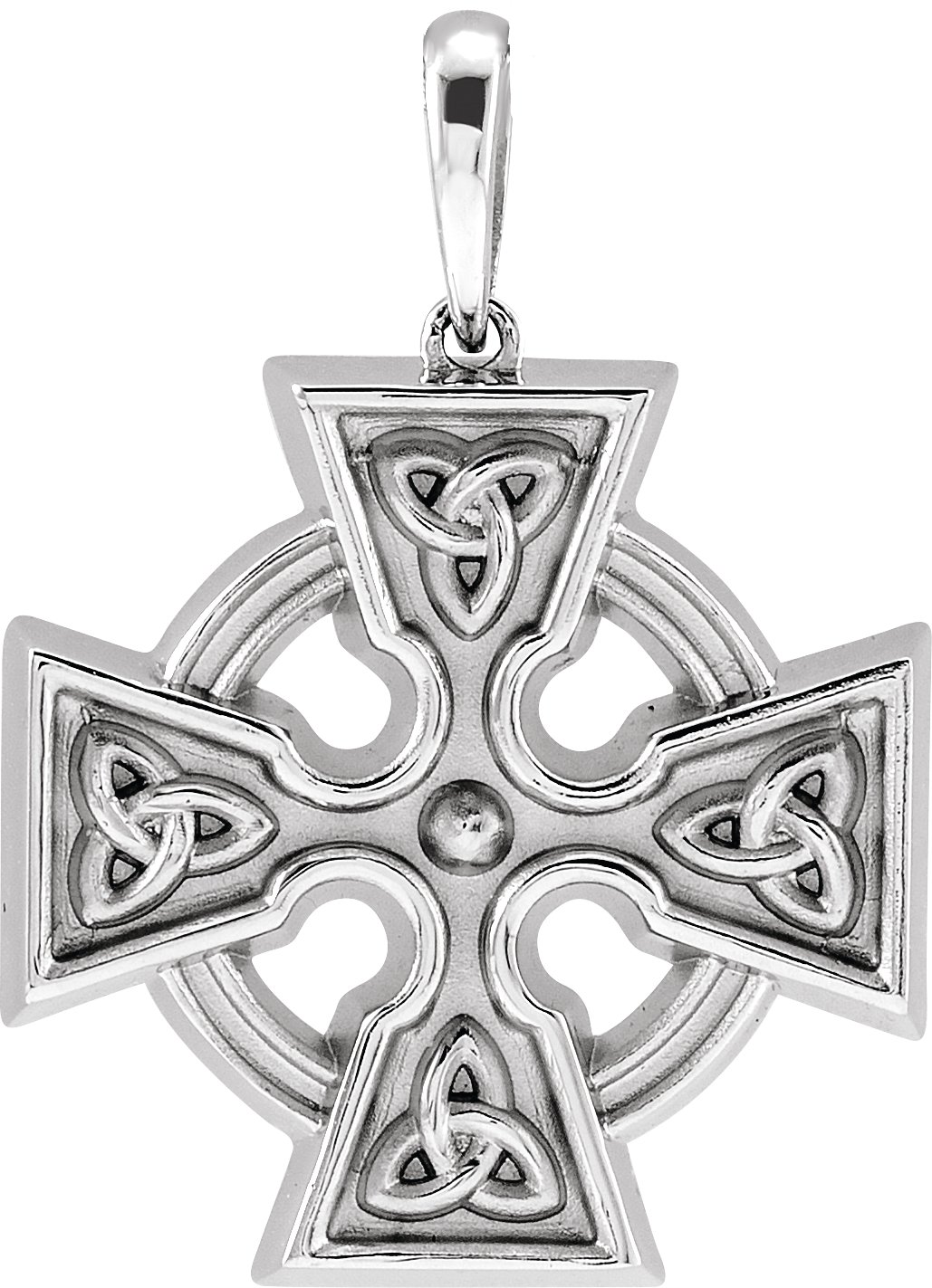 14K White Celtic-Inspired Cross Pendant