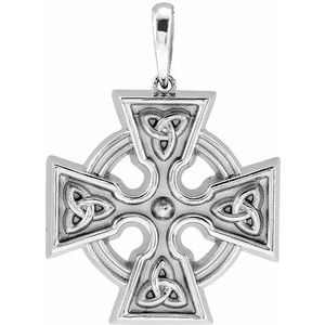 14K White Celtic-Inspired Cross Pendant