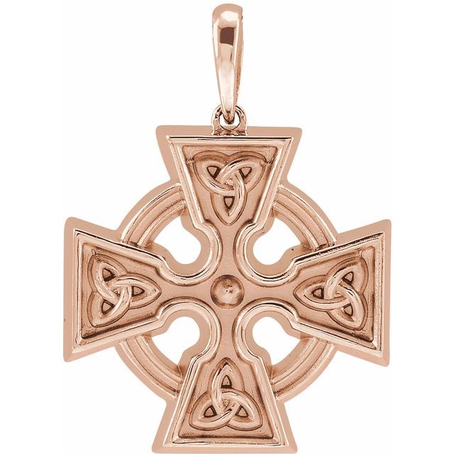 14K Rose Celtic-Inspired Cross Pendant