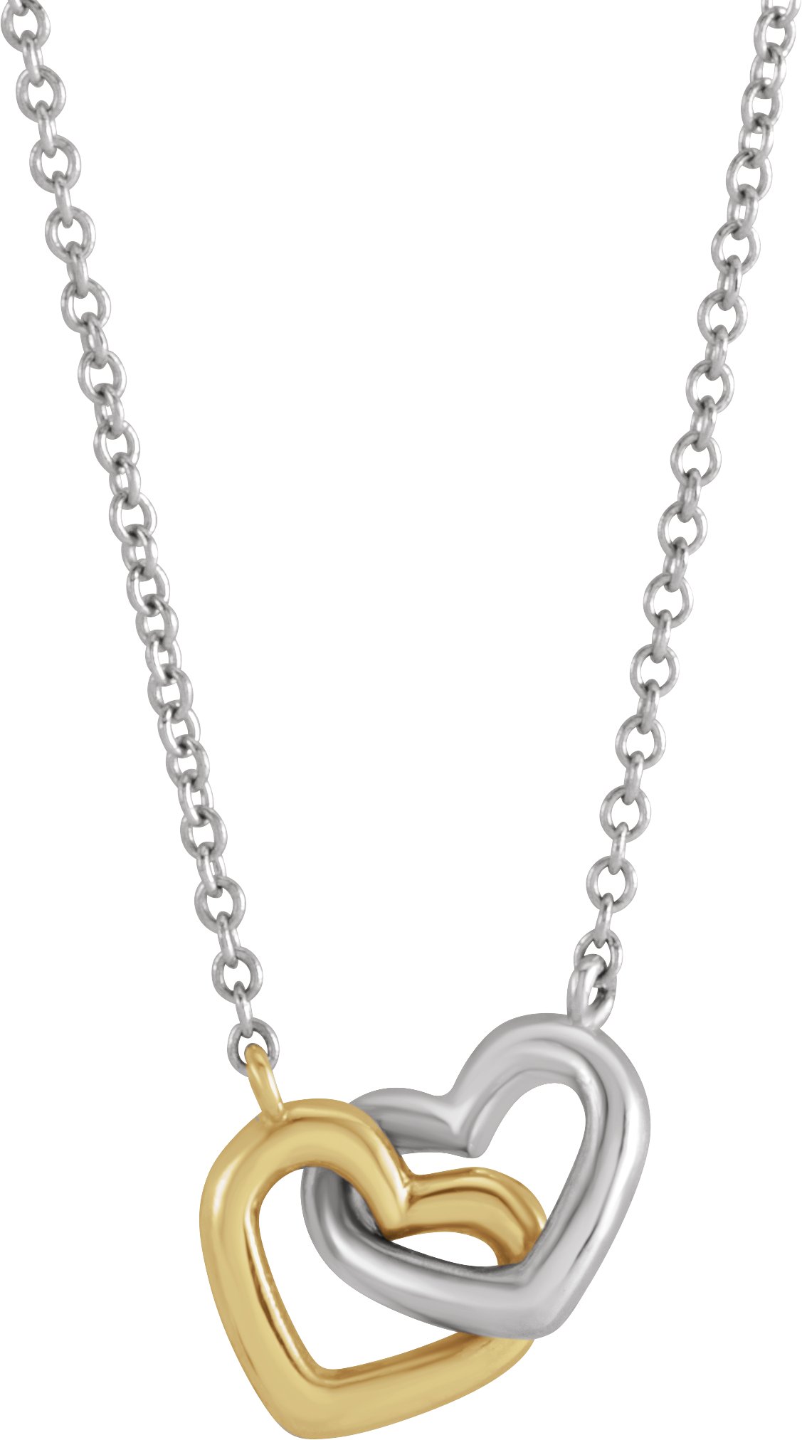 14K Yellow/White Interlocking Heart 18" Necklace 