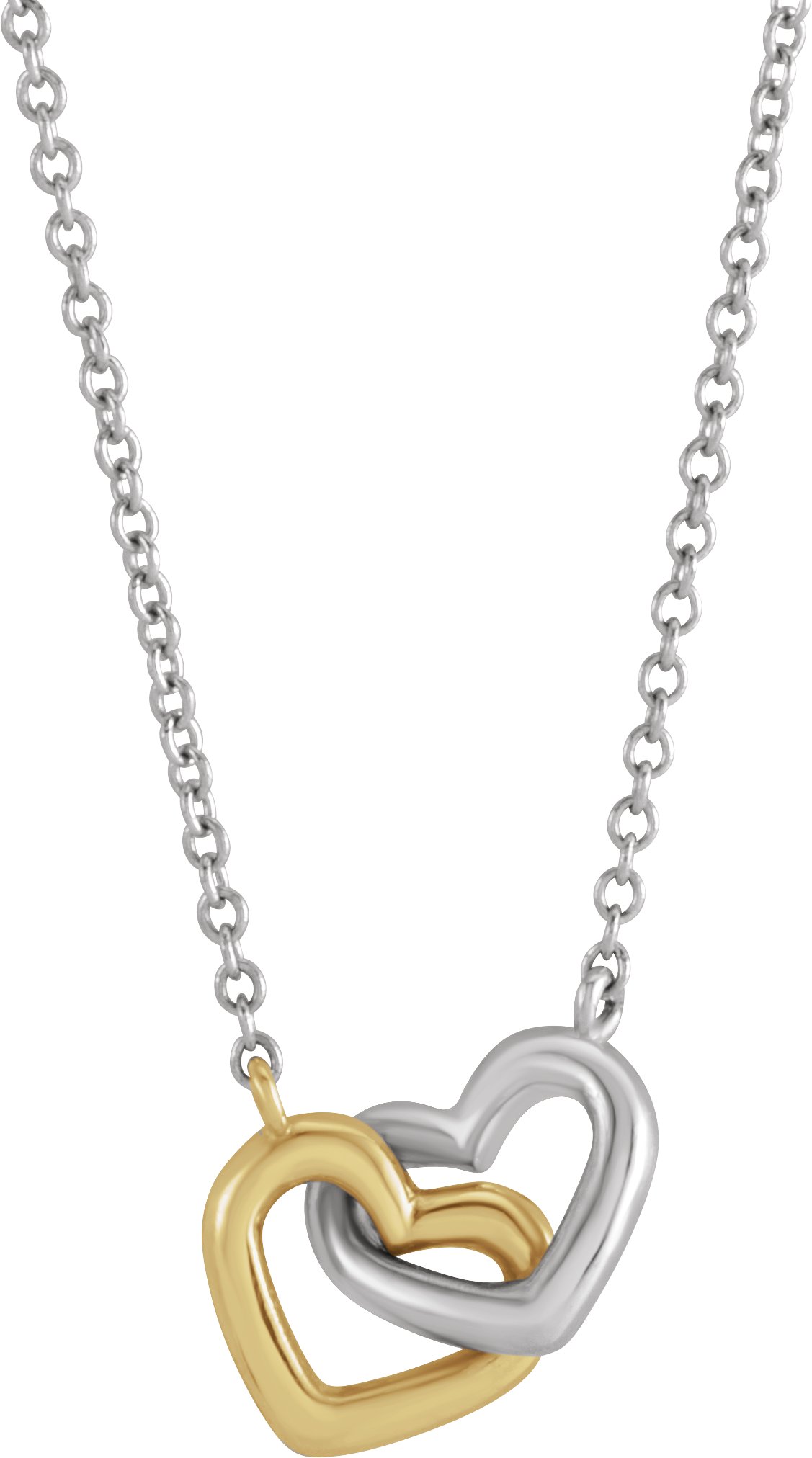 14K Yellow and White Interlocking Heart 16 inch Necklace Ref 17542653