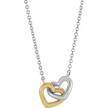 14K Yellow and White Interlocking Heart 18 inch Necklace Ref 17598600