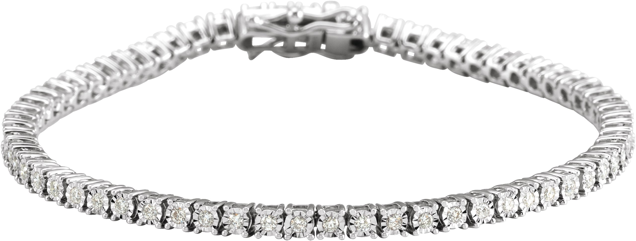 14K White 1 CTW Natural Diamond Illusion-Set Line 7" Bracelet