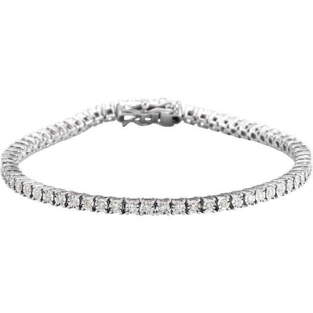 14K White 1 CTW Natural Diamond Illusion-Set Line 7 Bracelet