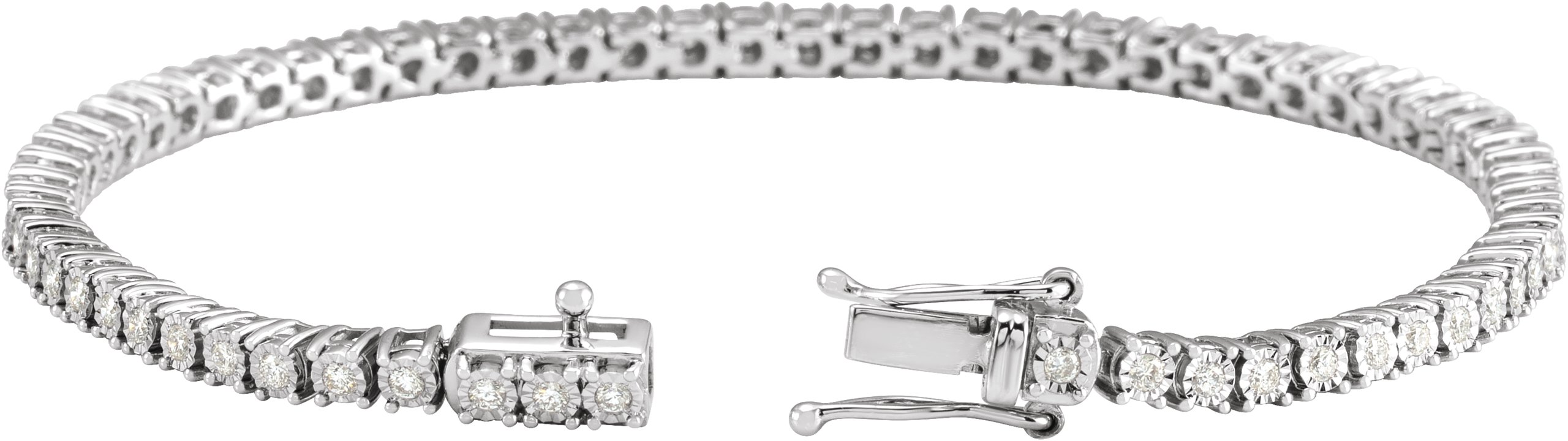 14K White 1 CTW Natural Diamond Illusion-Set Line 7 Bracelet