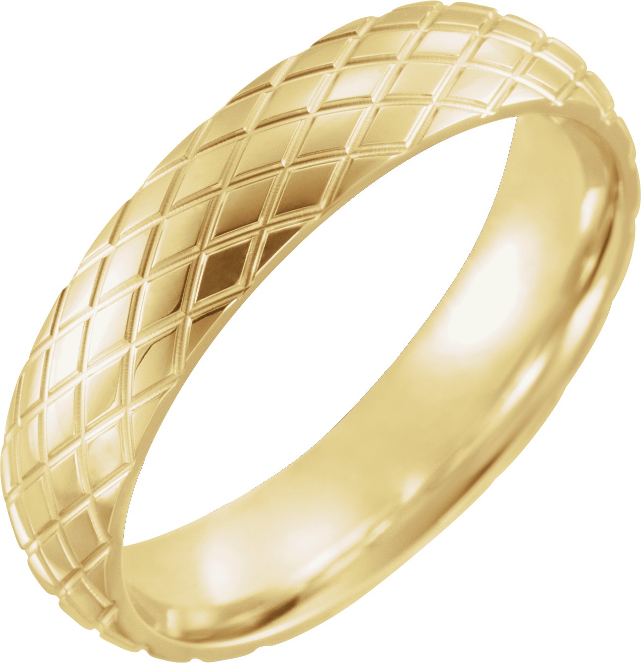 14K Yellow 5 mm Rhombus Patterned Band Size 12.5