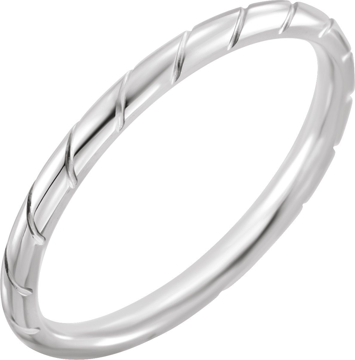 Diagonal Grooved Comfort-Fit Half Round Band