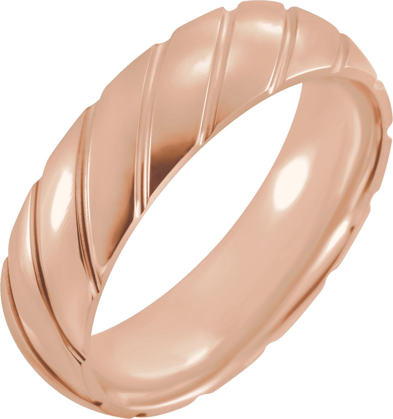 Diagonal Grooved Comfort-Fit Half Round Band