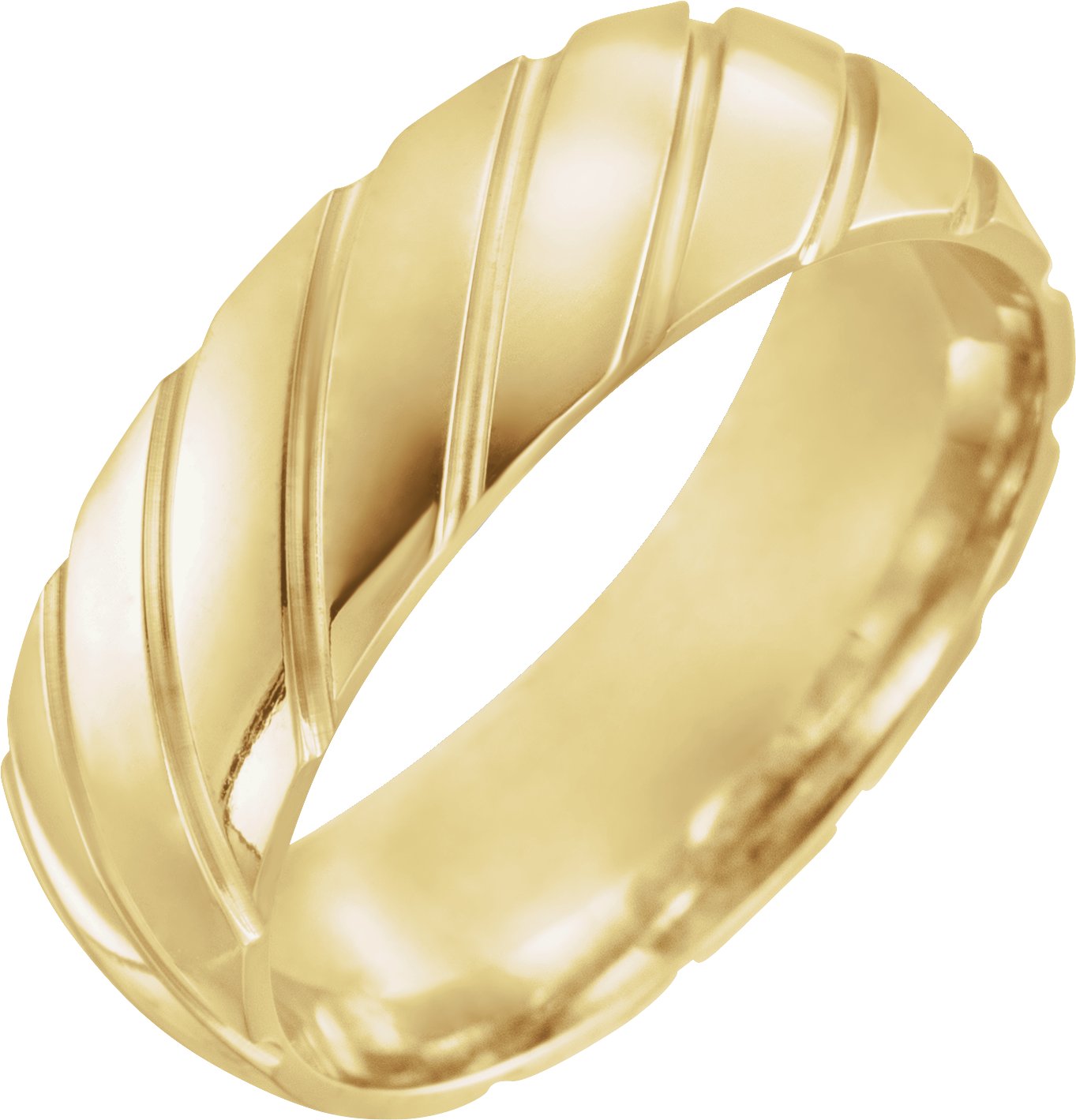 Diagonal Grooved Comfort-Fit Half Round Band