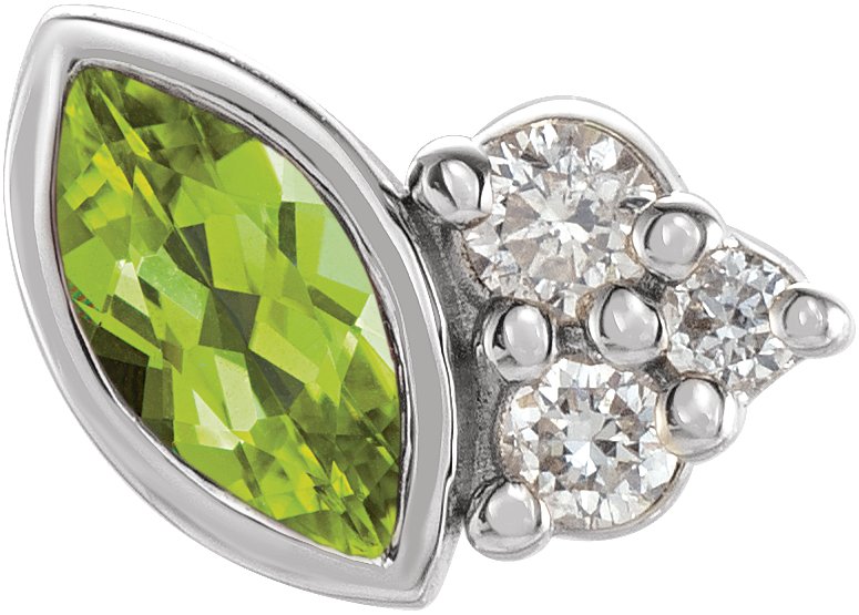 Sterling Silver Peridot and .03 CTW Diamond Left Earring Ref 17677185