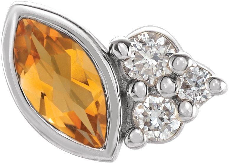 Sterling Silver Citrine and .03 CTW Diamond Left Earring Ref 17677182