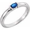 14K White Chatham Created Blue Sapphire Oval Stackable Family Ring Ref 16232424
