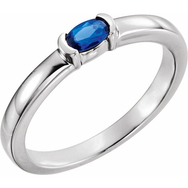 Sterling Silver Lab-Grown Blue Sapphire Family Stackable Ring