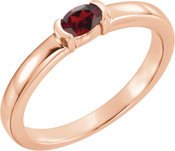 14K Rose Mozambique Garnet Oval Stackable Family Ring Ref 16232370