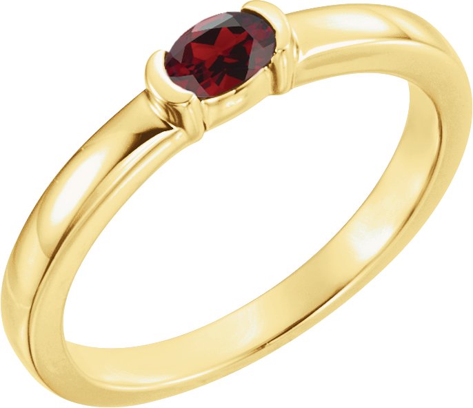 14K Yellow Mozambique Garnet Oval Stackable Family Ring Ref 16232369