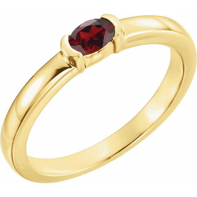 14K Yellow Natural Mozambique Garnet Family Stackable Ring