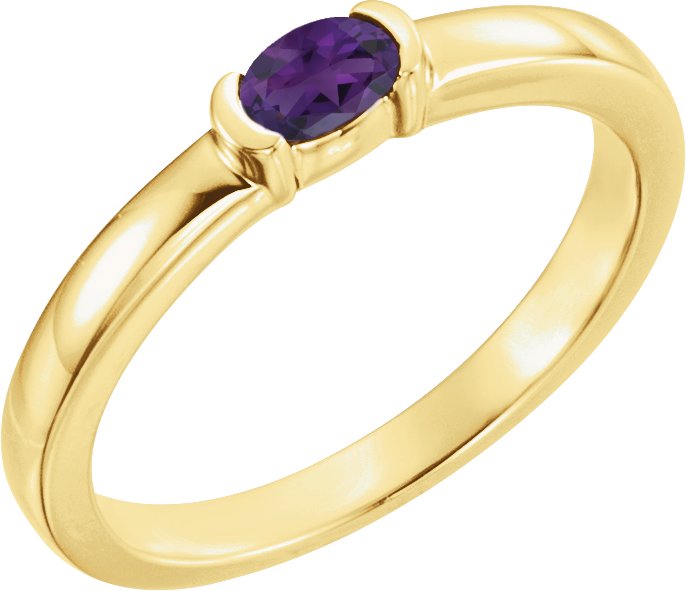 14K Yellow Amethyst Oval Stackable Family Ring Ref 16232373