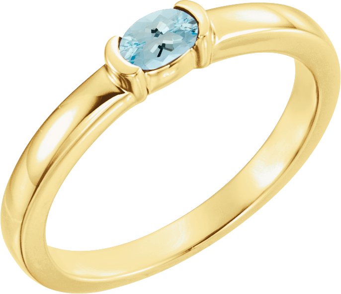 14K Yellow Aquamarine Oval Stackable Family Ring Ref 16232377