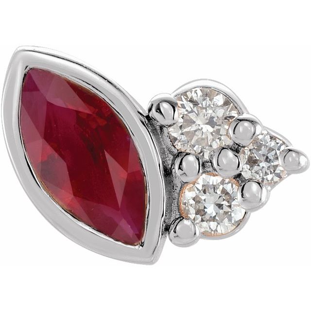 Sterling Silver Lab-Grown Ruby & .03 CTW Natural Diamond Left Earring
