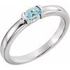 14K White Aquamarine Oval Stackable Family Ring Ref 16232376