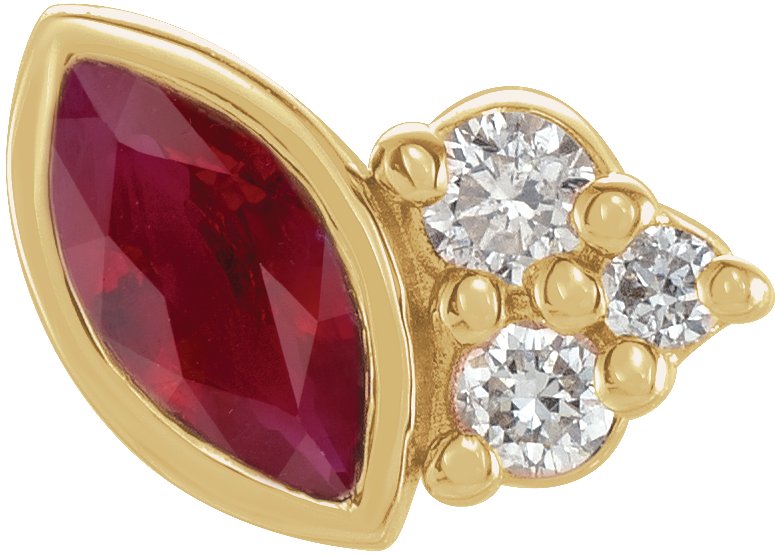 14K Yellow Ruby and .03 CTW Diamond Left Earring Ref 17677067