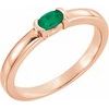 14K Rose Chatham Created Emerald Oval Stackable Family Ring Ref 16232414
