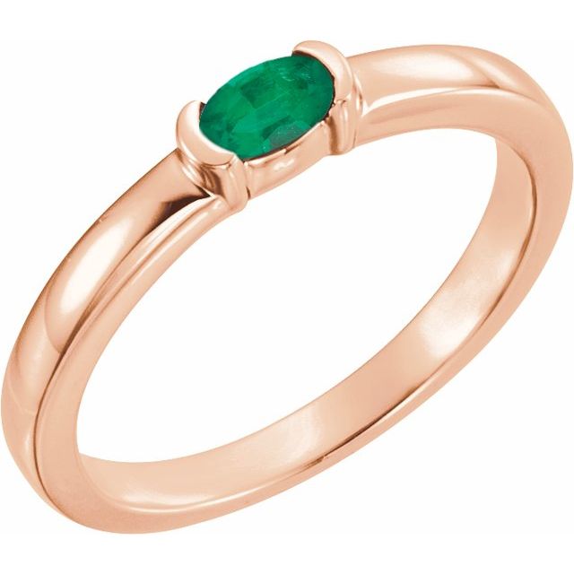 14K Rose Lab-Grown Emerald Family Stackable Ring