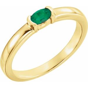 14K Yellow Lab-Grown Emerald Family Stackable Ring