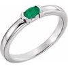 14K White Emerald Oval Stackable Family Ring Ref 16232380