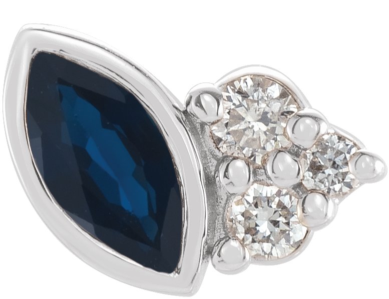 Sterling Silver Blue Sapphire and .03 CTW Diamond Left Earring Ref 17677180