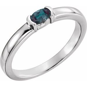 Sterling Silver Lab-Grown Alexandrite Family Stackable Ring