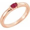 14K Rose Chatham Created Ruby Oval Stackable Family Ring Ref 16232422