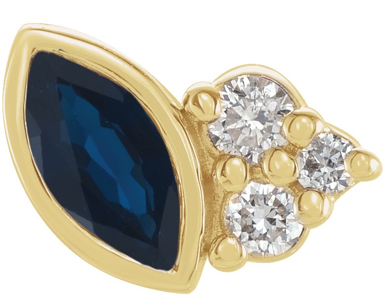 14K Yellow Blue Sapphire and .03 CTW Diamond Left Earring Ref 17677060