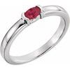 14K White Ruby Oval Stackable Family Ring Ref 16232384