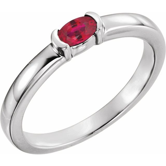 Sterling Silver Lab-Grown Ruby Family Stackable Ring