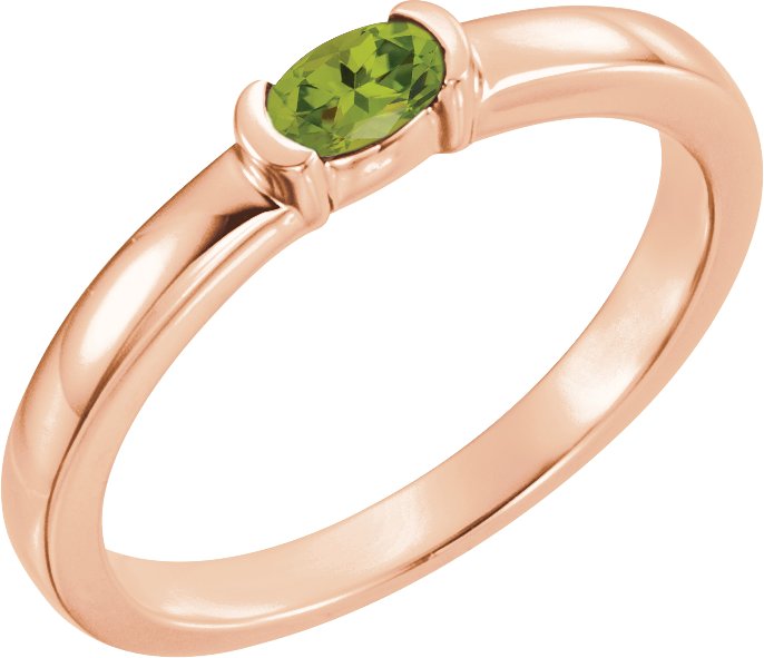 14K Rose Peridot Oval Stackable Family Ring Ref 16232390