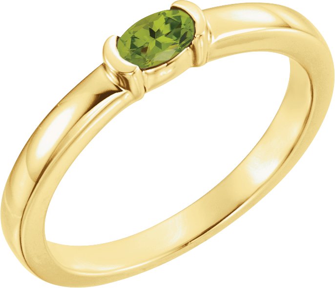 14K Yellow Peridot Oval Stackable Family Ring Ref 16232389