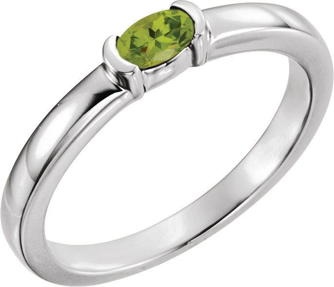 Sterling Silver Peridot Oval Stackable Family Ring Ref 16232391