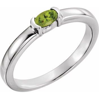 14K White Peridot Oval Stackable Family Ring Ref 16232388